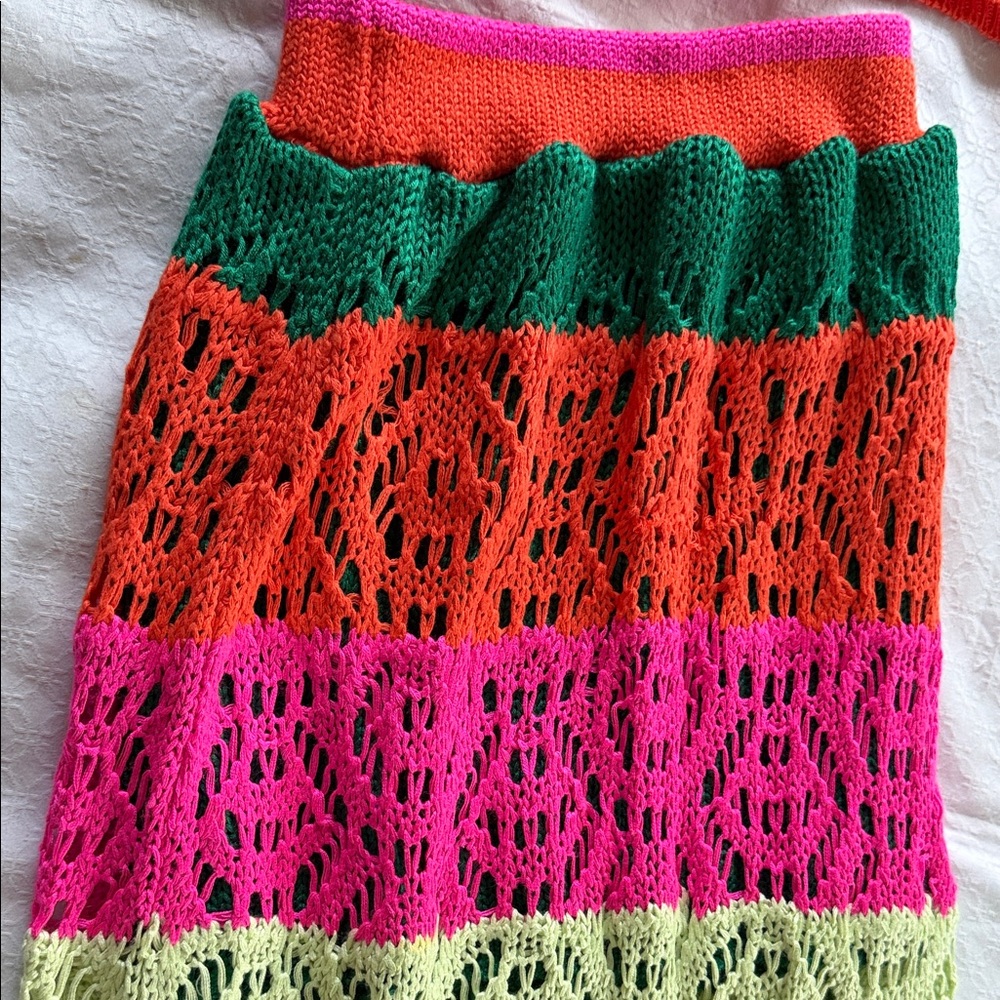 Colorful Crochet Long Sleeve Dress - Picture 4 of 7